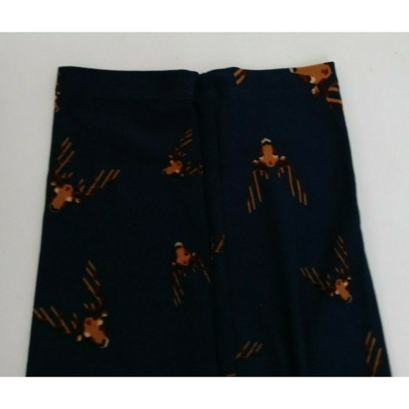 New LuLaRoe Leggings Blue With Light Brown Deer Design Kids Size L/XL - Picture 5 of 6